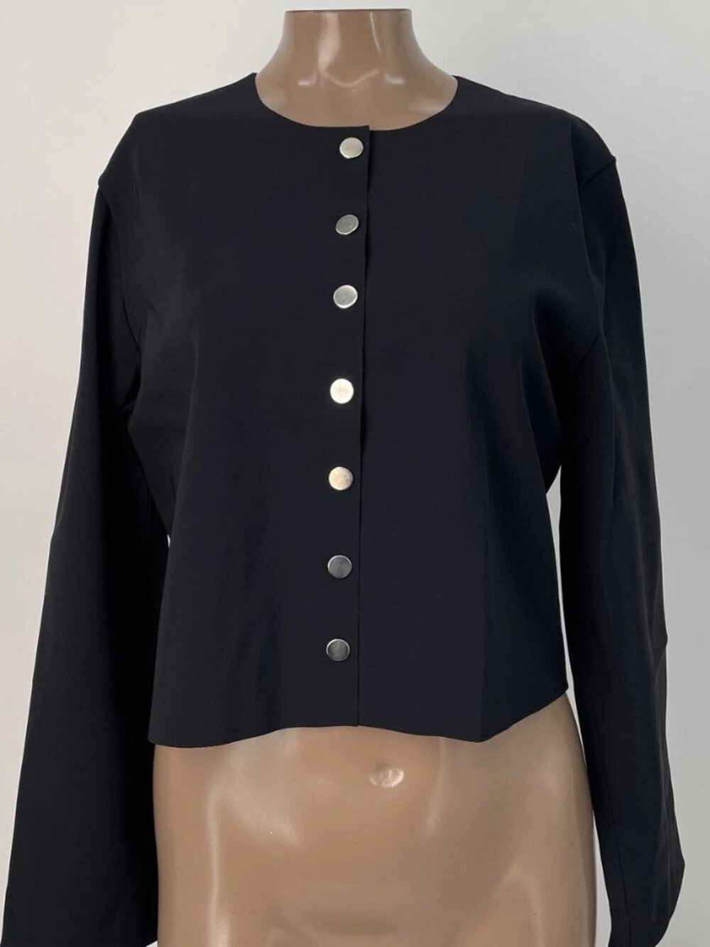 Pain De Sucre Womens Button-Up Jacket Black Size S Dao Asymmetrical Buttons